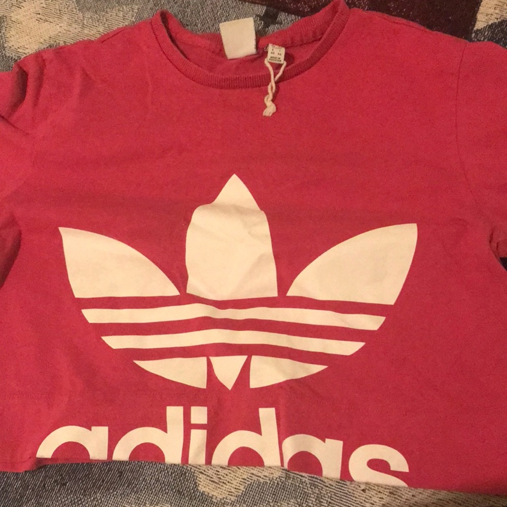 Pink adidas crop top, size XL